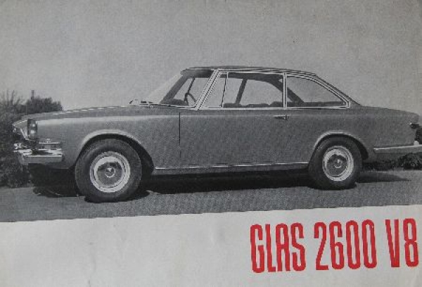 Glas 2600 V8 Modellprogramm 1966 Automobilprospekt (8659)