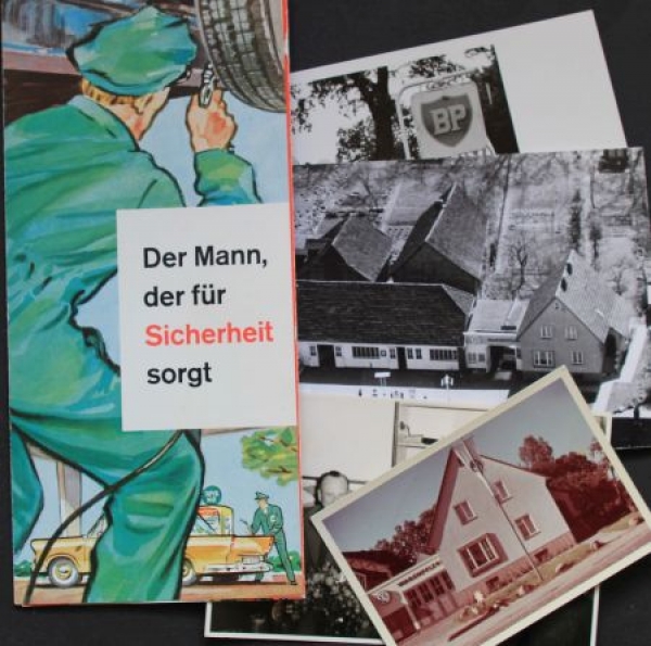 BP Gasstation 1955 Volkswagen-Dealer Winsen convolut 4 original photos, brochure (9761)
