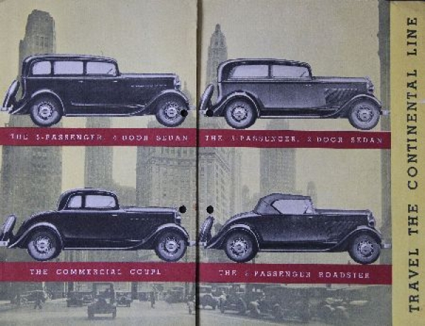 Continental Flyer Modellprogramm 1933 Automobilprospekt (8700)