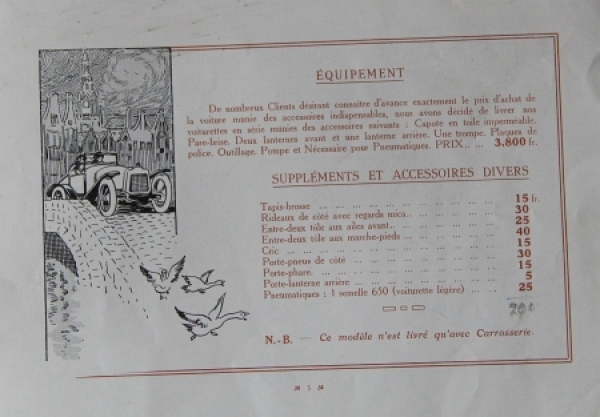 Clement 7 HP 4 Cylindres Modelprogram 1910 Carbrochure (8709)