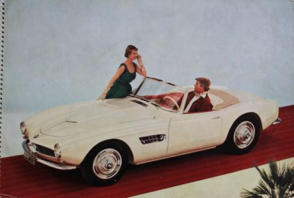 BMW V8 Modellprogramm 1955 "Die großen europäischen Achtzylinder" original Automobilprospekt (3096)