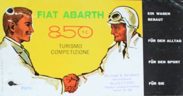 Abarth Fiat 850 Turismo Competizione Modelprogram 1962 Carbrochure (3098)