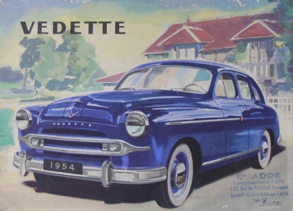 Ford Vedette Modellprogramm 1954 Automobilprospekt (8727)