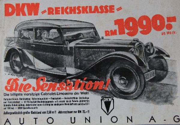DKW Reichsklasse Modelprogram 1933 Carbrochure (8753)