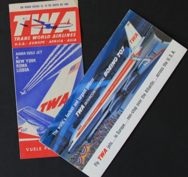 TWA Trans-World-Airlines Flightpapers and Boing 707-brochure 1960 (8773)