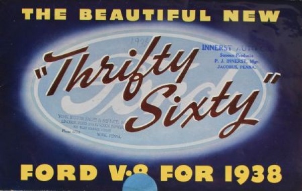 Ford V8 Modelprogram 1938 "Thrifty Sixty" Carbrochbure (2844)