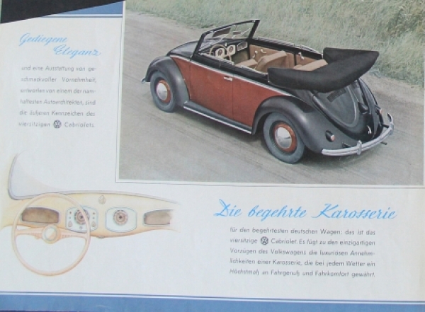 Volkswagen Käfer Cabriolet Modellprogramm 1949 Automobilprospekt (8844)