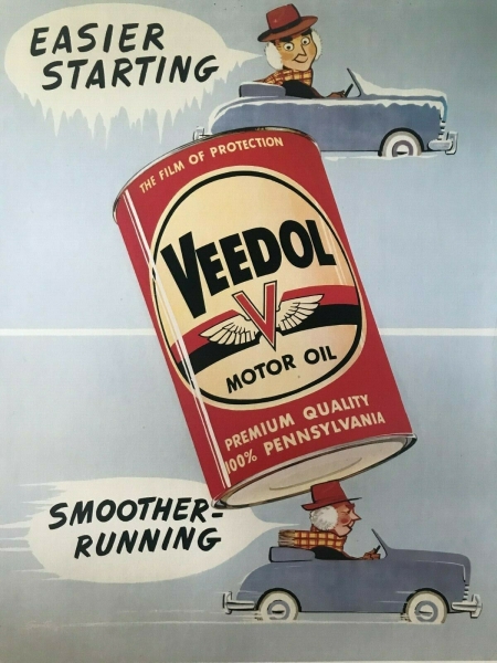 Veedol Motor Oil Poster 1958 "Easier starting"  (9914)