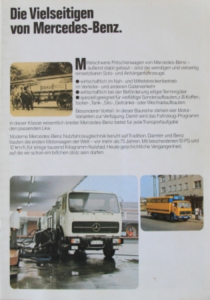 Mercedes-Benz Pritschenwagen Modellprogramm 1972 "Die Vielseitigen" Lastwagenprospekt (8892)