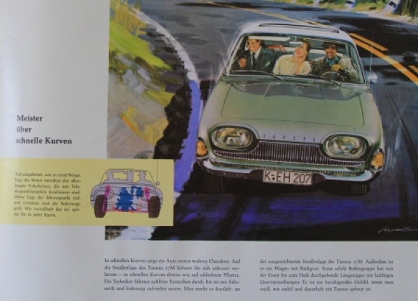 Ford Taunus 17 M Modelprogram 1964 Gotschke-Drawings Carbrochure (8930)
