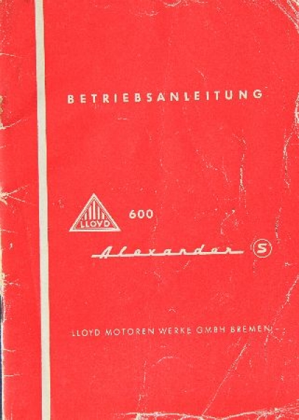 Lloyd Alexander 600 S 1958 Betriebsanleitung (8991)