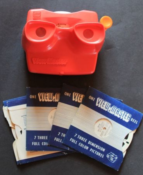 View-Master 3D Bildbetrachter 1970 mit 7 farbigen Bildscheiben (7009)
