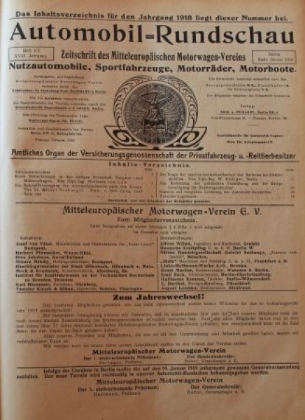 "Automobil Rundschau" Mitteleuropäischer-Motorwagenverein Magazin 1919 (0504)