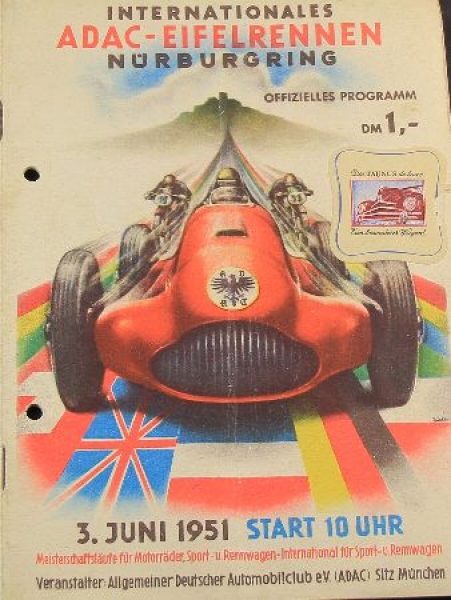 ADAC "Eifelrennen" Nuerburgring 1951 Racingprogram (9168)