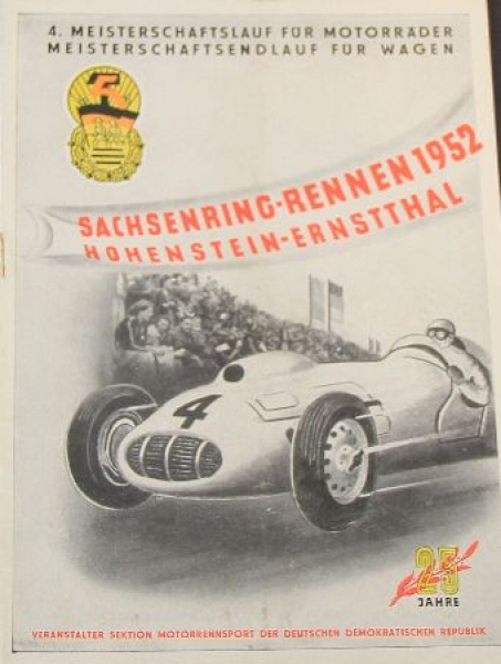 "Sachsenringrennen" Hohenstein Juni 1952 Rennprogramm (9170)