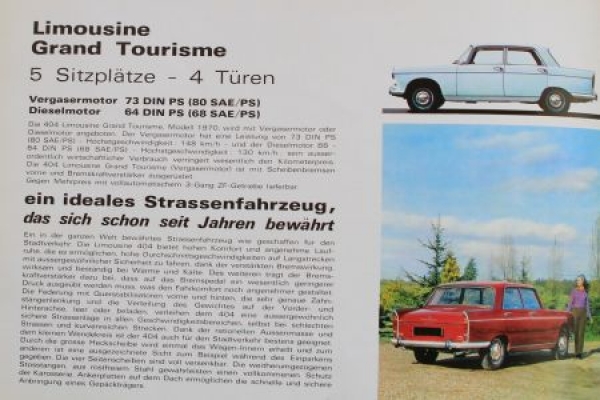 Peugeot 404 Modelprogram 1970 Carbrochure (0524)