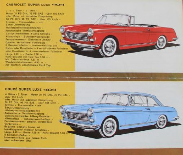 Peugeot 403 - 404 Modelprogram 1965 Carbrochure (0523)