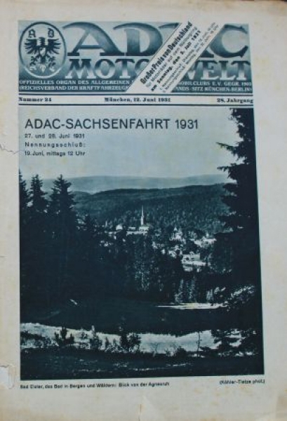 "ADAC Motorwelt" Automobilclub-Magazine 1931 (0672)