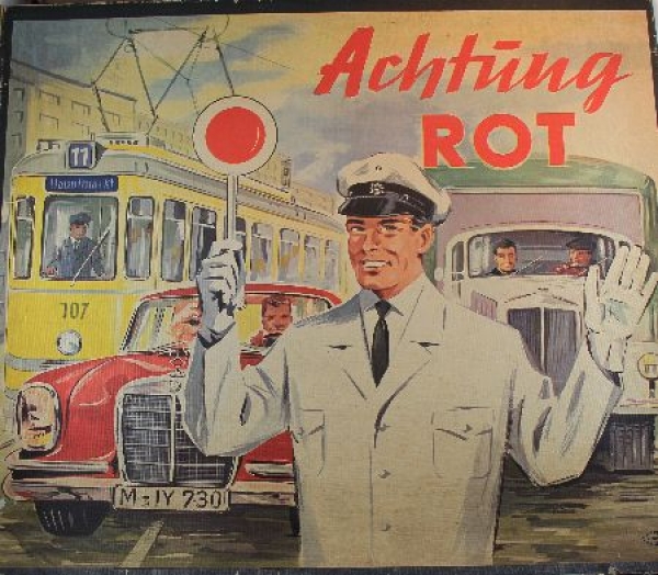 Noris Spiele "Achtung Rot" 1958 Trafficboardgame in original box (9539)