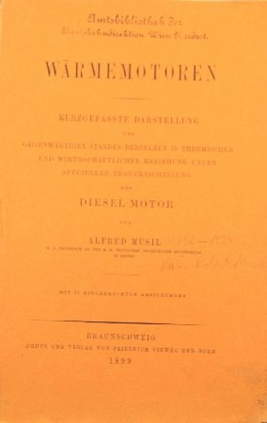 Musil "Waermemotoren - Dieselmotoren" Vehicletechnic 1899 (9566)