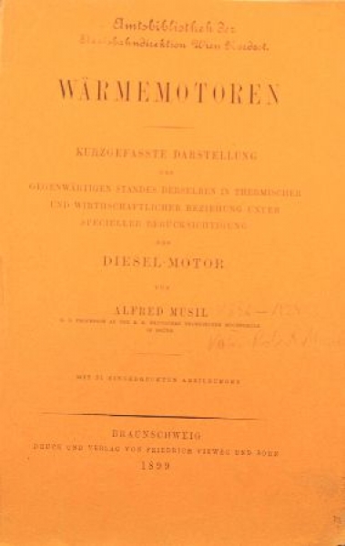 Musil "Wärmemotoren - Dieselmotoren" Fahrzeugtechnik 1899 (9566)