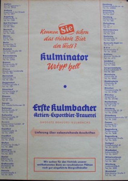 Kulmbacher "Das staerkste Bier der Welt" 1950 Beerbrochure (0889)
