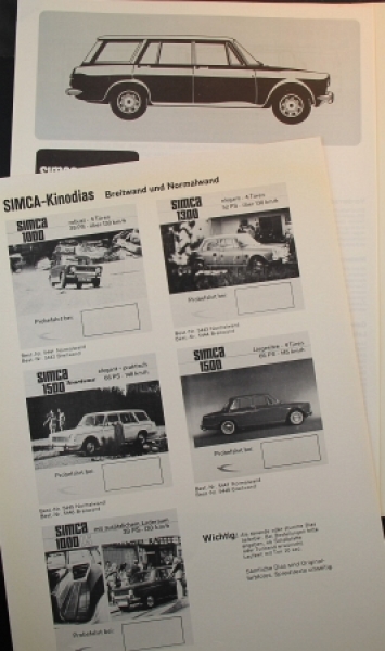 Simca Modelprogram 1965 Presskit Carbrochure (9694)