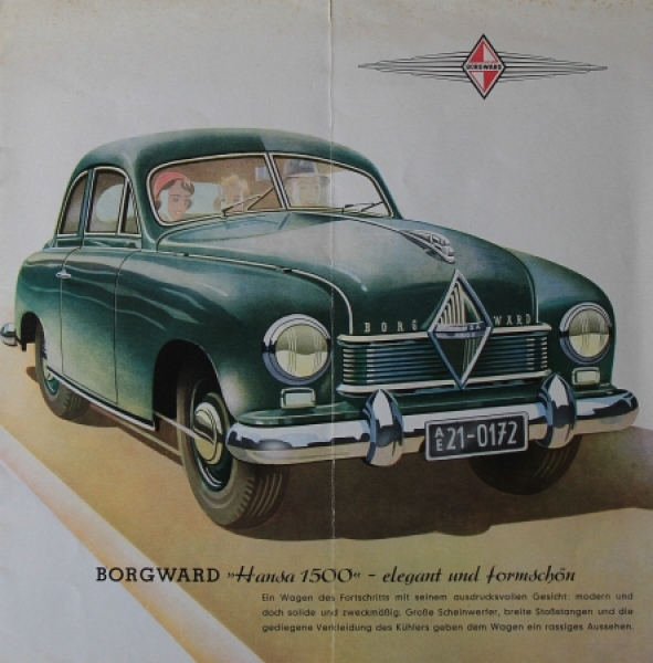 Borgward Hansa 1500 Modelprogram 1953 "Eine klare Entscheidung" Carbrochure (9795)