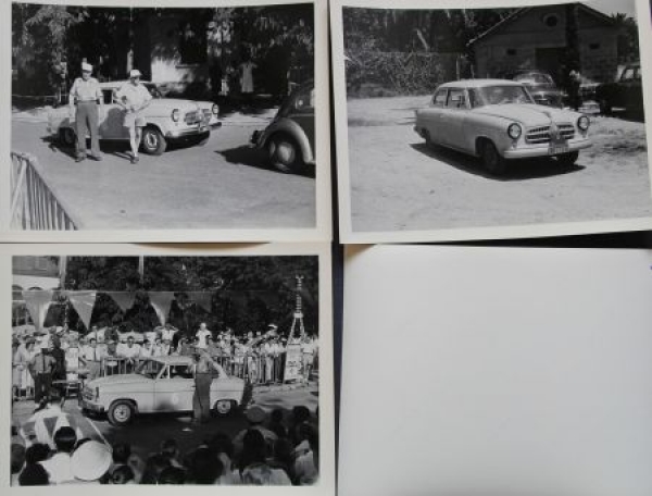 Borgward Isabella auf Speed Trail in Singapore 1957 eleven factoryphotos in original envelope (2450)