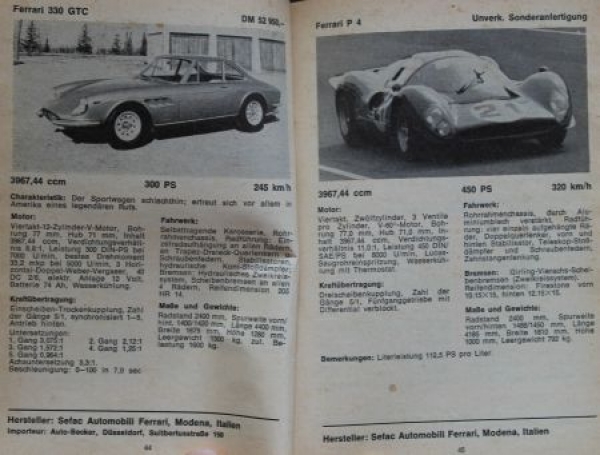 "Motorkatalog - 100 Sportwagen" Automobile-Yearbook 1965 (2478)