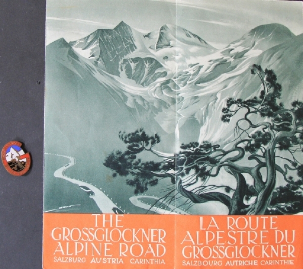 Grossglockner Hochalpenstrasse 1939 Anstecker + Prospekt (9831)