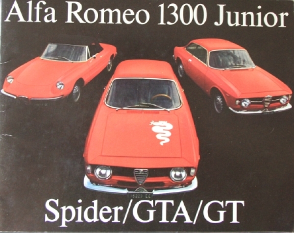 Alfa Romeo 1300 Junior Spider/GTA Modelprogram 1969 Carbrochure (9890)