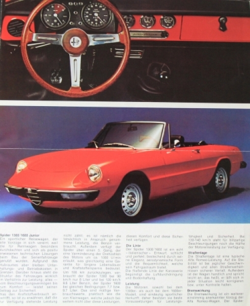 Alfa Romeo Spider 1300 Junior Modelprogram 1976 Carbrochure (9894)