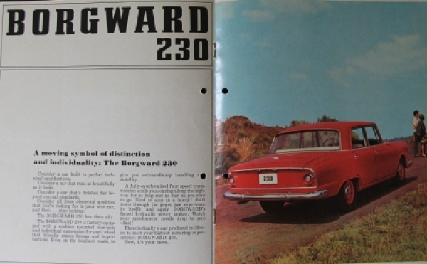 Borgward 230 GL Mexico Modelprogram 1968 Carbrochure (9990)